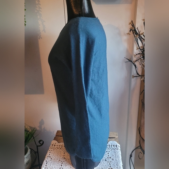 Cynthia Rowley Teal Merino Wool Sweater S - Picture 5 of 6